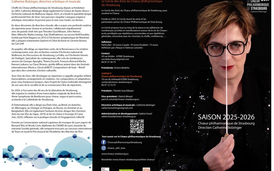 Saison 2025-26 du Choeur philharmonique de Strasbourg